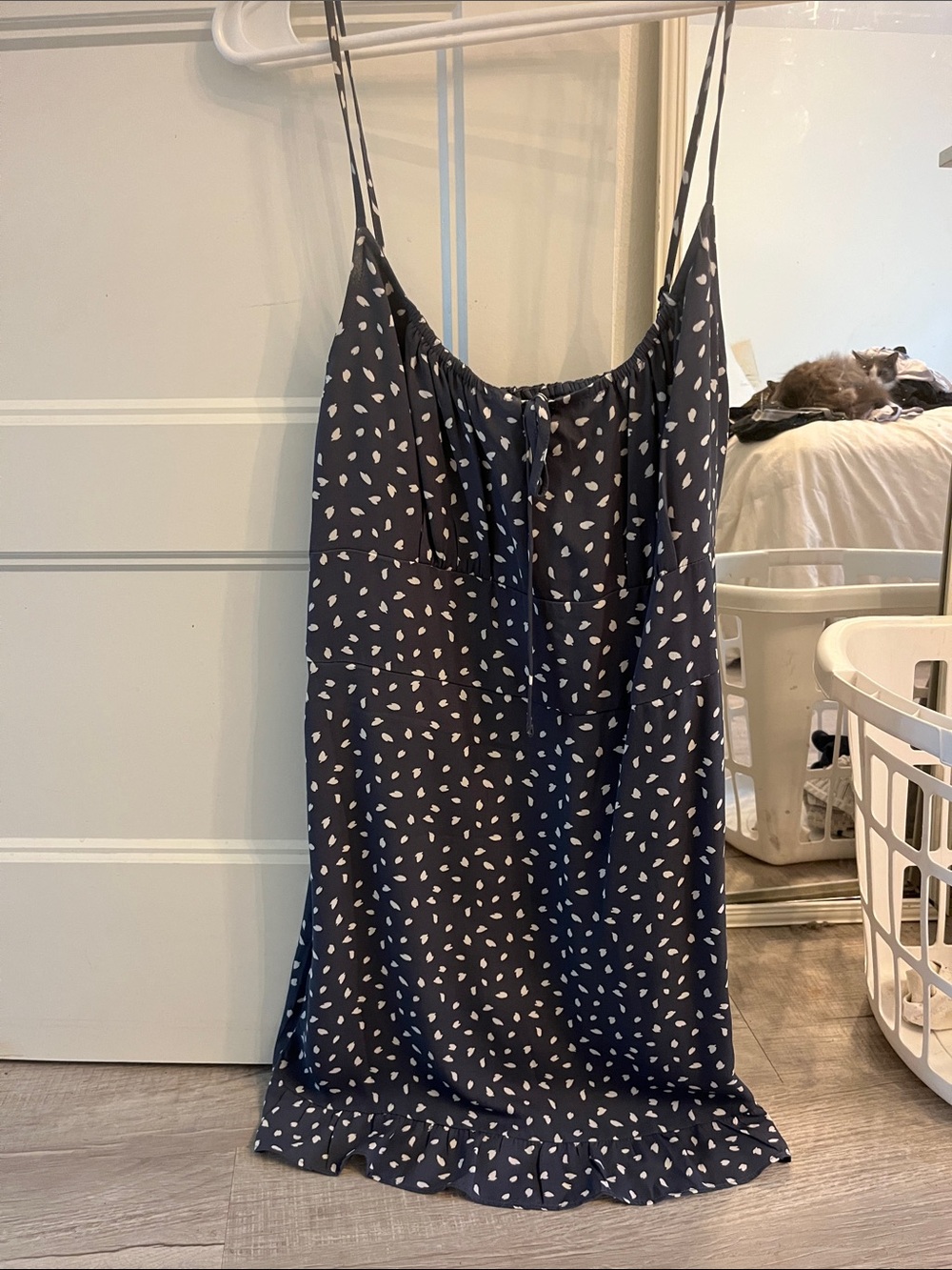 Abercrombie & Fitch Navy Blue Spotted Slip Dress